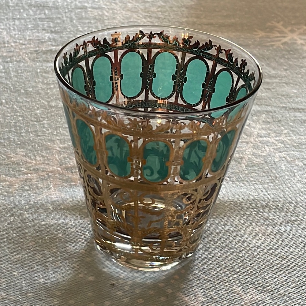 Set - VTG Culver Emerald Scroll Glasses